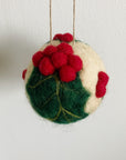 Red Mistletoe Ball Ornament
