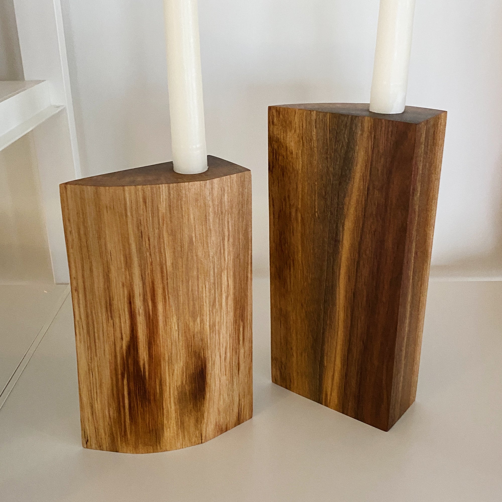 Walnut Live Edge Candlestick Holders, set of 2