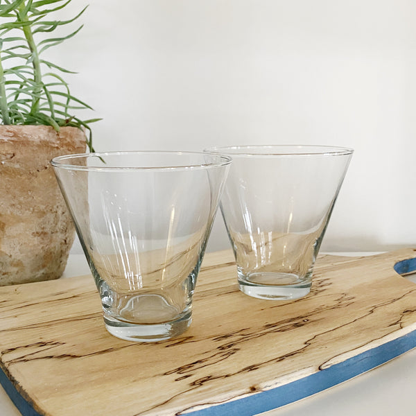Vintage Stemless Martini glasses Venn + Maker