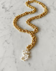 Bell Bead chain with Pearl Drop Necklace