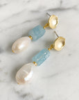 Aquamarine and Pearl Earrings