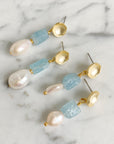 Aquamarine and Pearl Earrings