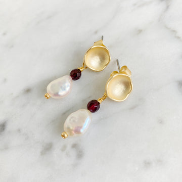 Garnet and Pearl Earrings