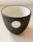 Raku Tumbler with Circle Blue Dots