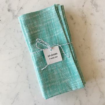 Hand Stitched Napkins green/teal - set of 4