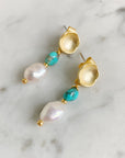 Turquoise and Pearl Earrings