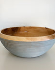 Blue Ribbed Maple Wood Bowls