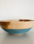 Blue Ribbed Maple Wood Bowls