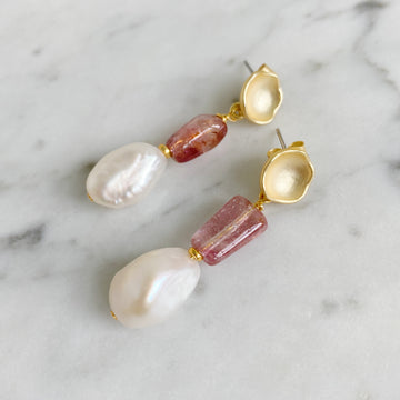 Tourmaline and Pearl Earrings