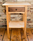 peaks point side table in maple and walnut lifestyle image - handmade in portland, ME -