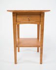 cherry end table with drawer and shelf - handcrafted - wood.stone.bone. - peaks point side table - shaker furniture