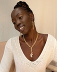 ~ Golden Bells with Pearl Tassel Necklace