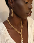 ~ Golden Bells with Pearl Tassel Necklace