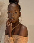 ~ Gold Hoops with Freshwater Pearl Drop Earrings