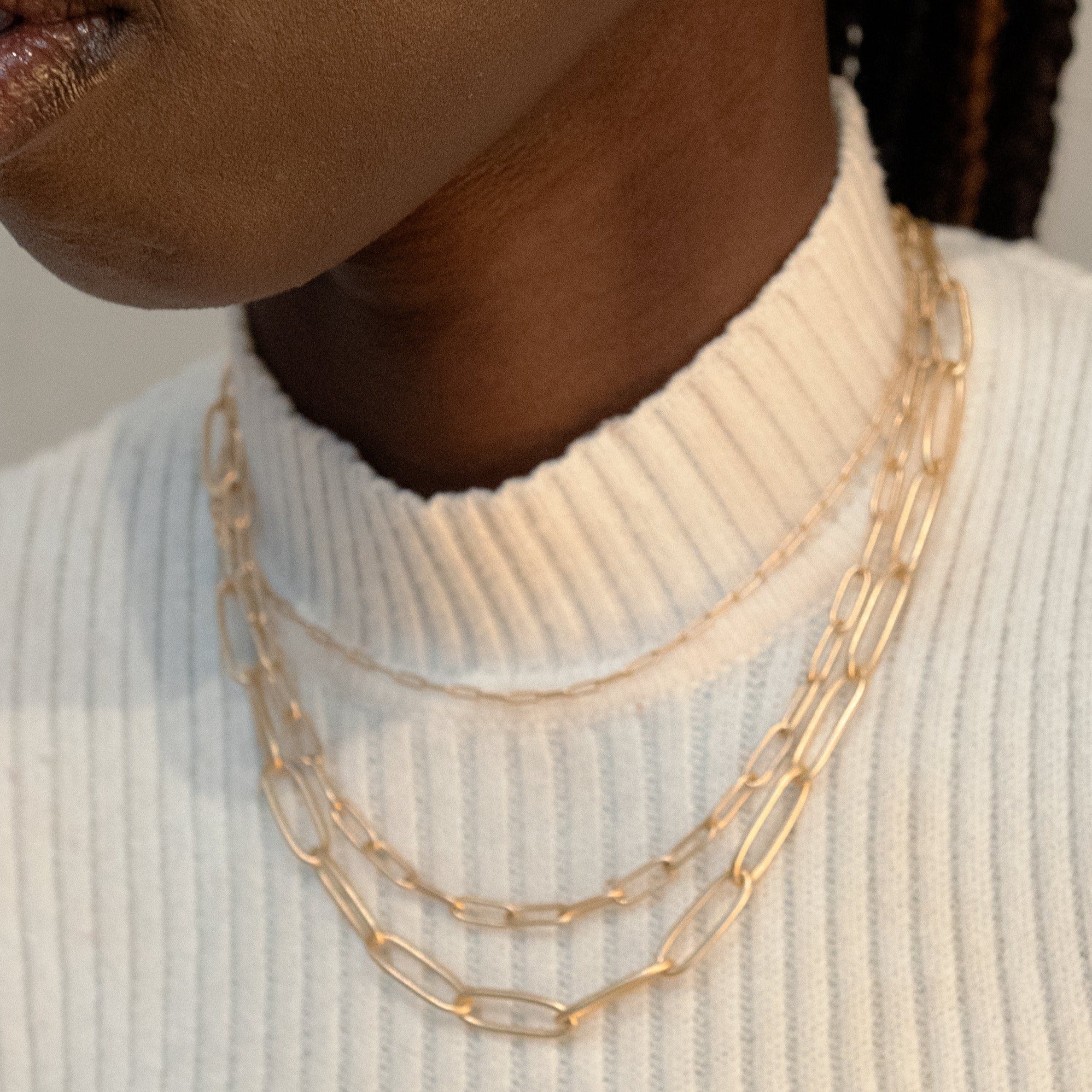 Small Layered Paperclip Chain Necklace