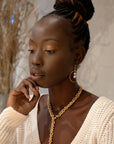 ~ Bell Bead chain with Pearl Drop Necklace