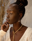 ~ Oval Hoop + Pearl Drop Earrings