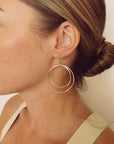Double Hoop Earrings in Silver