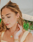 Circle Charms Cloisonne' Necklace - sea-foam green