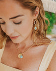 Circle Charms Cloisonne' Necklace - sea-foam green