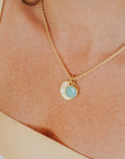 Circle Charms Cloisonne' Necklace - sea-foam green