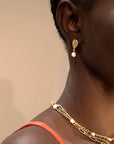 Filigree Post Earrings with Tiny Pearl Drop