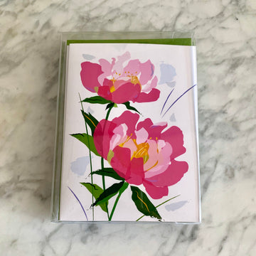 In The Garden Folded Card, Peony - box set of 6