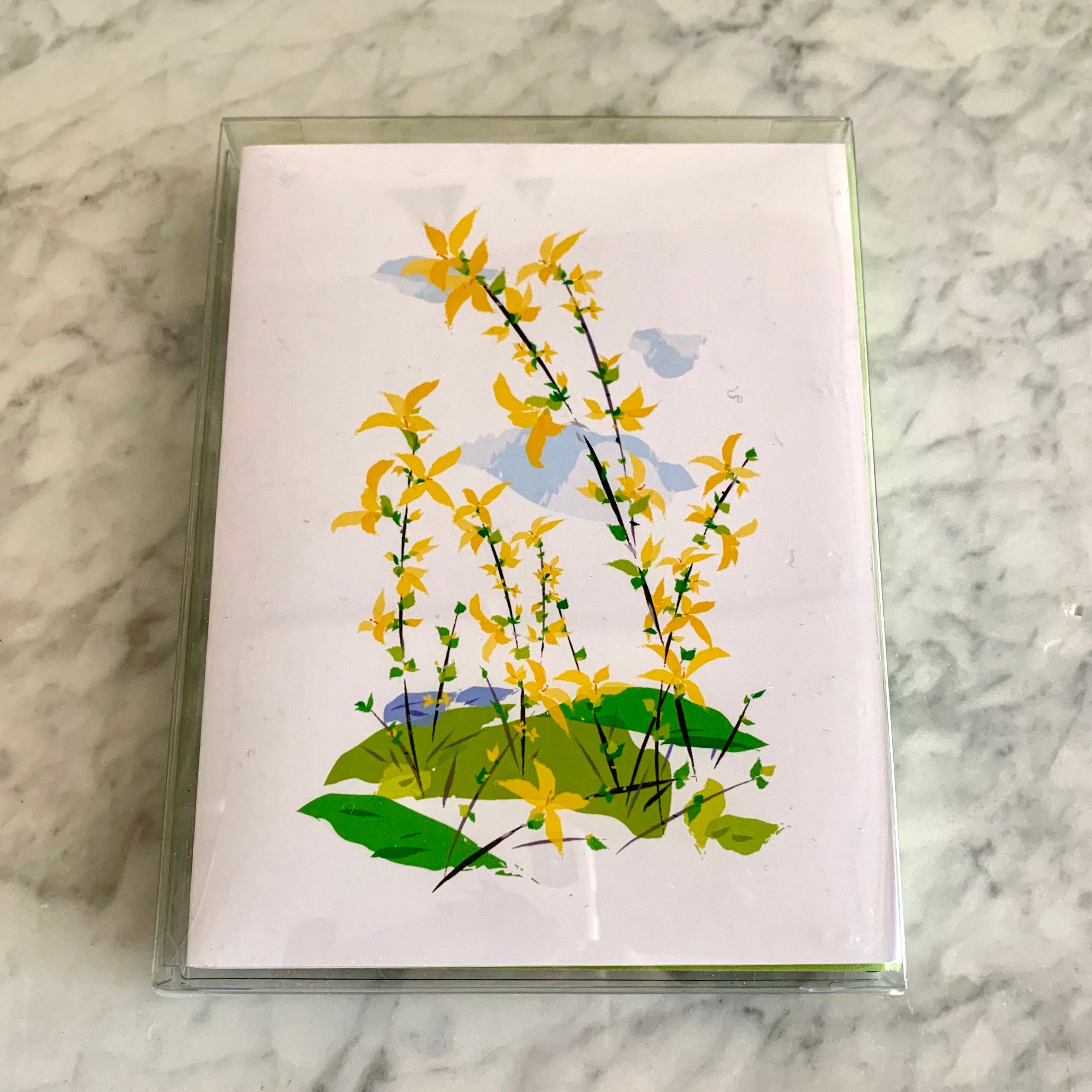 Blossoms Folded Card, Forsythia - box set of 6 – Venn + Maker