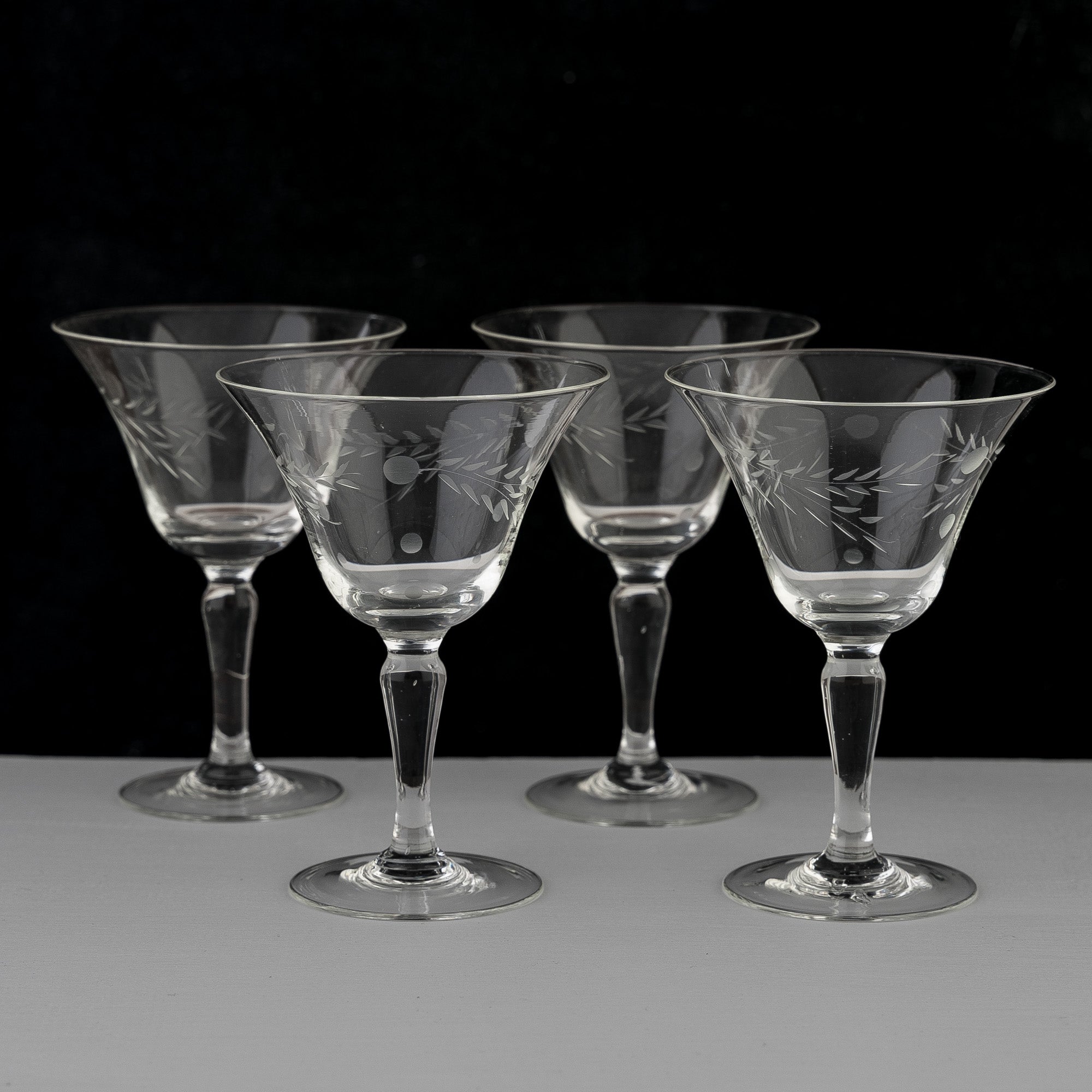 Vintage Etched Cocktail Glasses