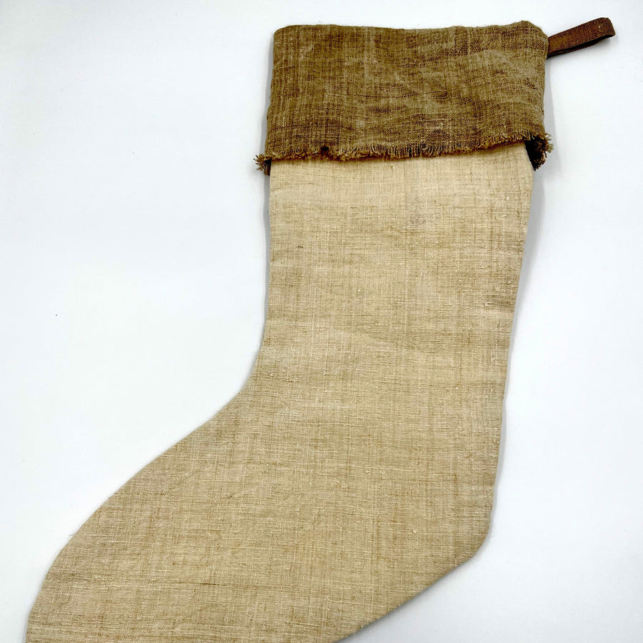 Antique Linen Stocking with Bow