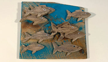 10 Shad on Wooden Plank