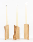 live edge ash candle holders - group of three - Maine woodworkers