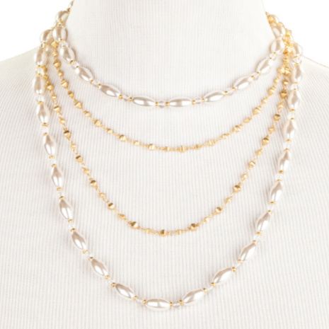 ~ Oval Pearl Rope Necklace