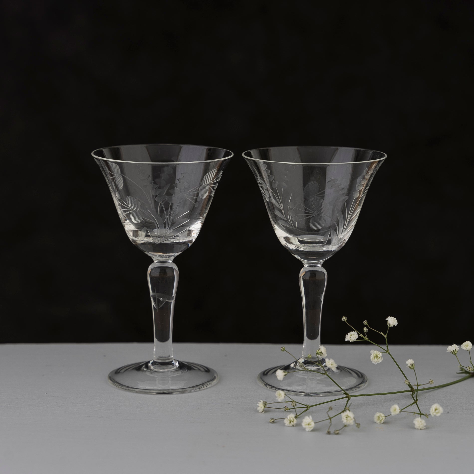 set of two vintages wine glasses - mother's day gift ideas
