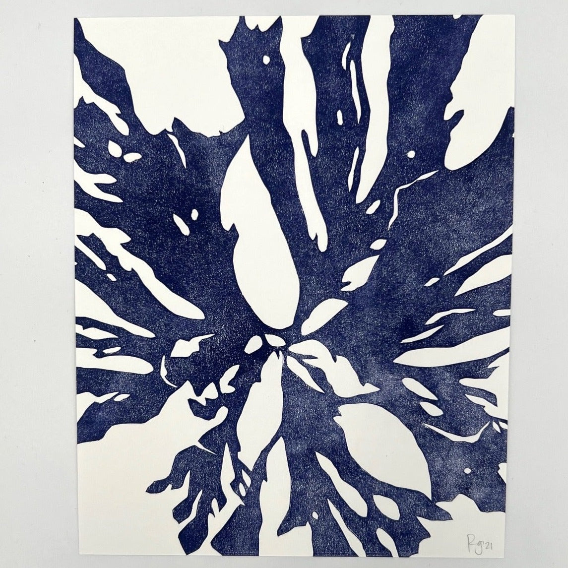 Blue Seaweed II - Collagraph Print