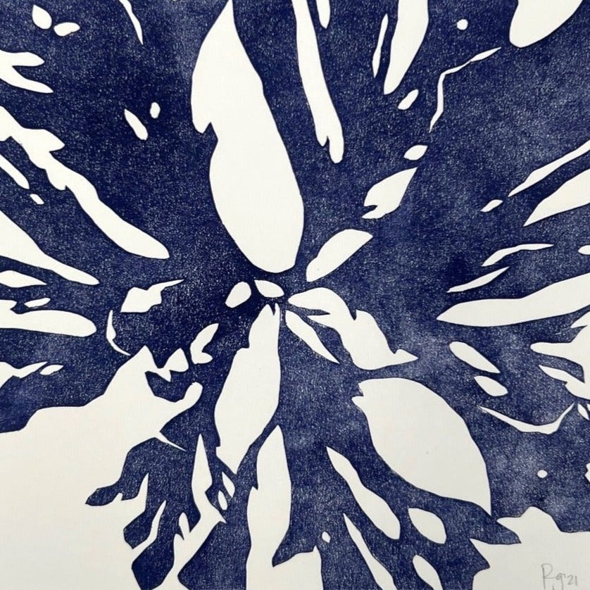 Blue Seaweed II - Collagraph Print