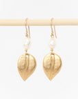 gold leaf and pearl earrings