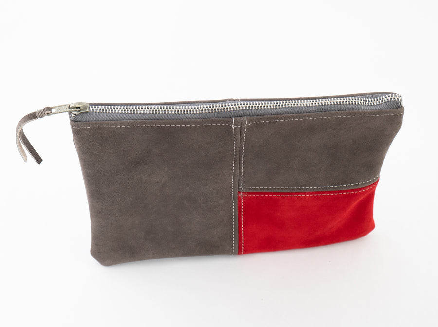 Mondrian Bag - Suede - Gray/Red