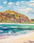 Watercolor of Playa Flamenco, Puerto Rico - Landscape by Maine Artist Elena Jahn