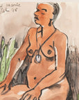 Watercolor and sketch of nude figure by Maine Artist Elena Jahn