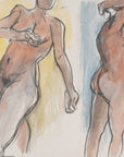 Watercolor and sketch of nude figures by Maine Artist Elena Jahn