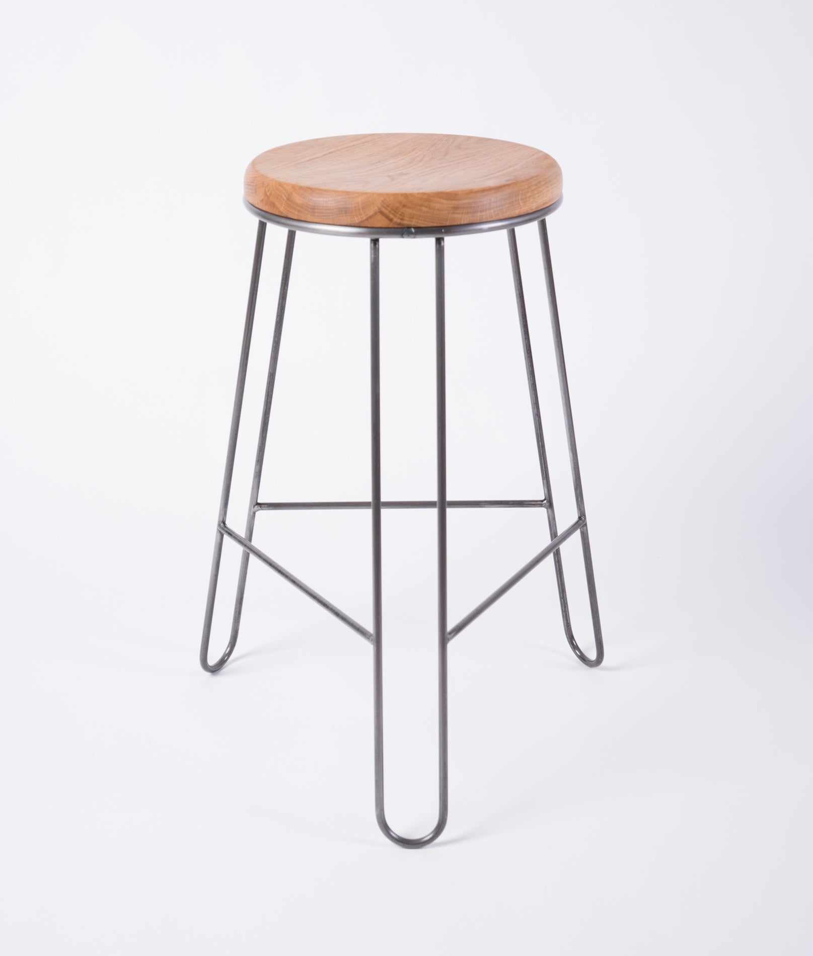 counter height steel and wood stool - clean design - quality furniture - white oak