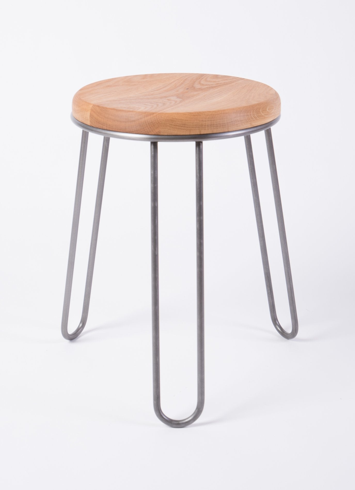 modern steel and wood stool - high-quality furniture - dining height - white oak wood