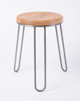 modern steel and wood stool - high-quality furniture - dining height - white oak wood