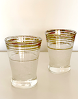 Vintage Double Shot Glasses with Silver Rim - set of 2