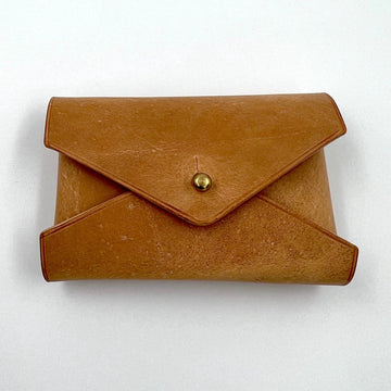 Leather Wallet Pouch - tan / brass