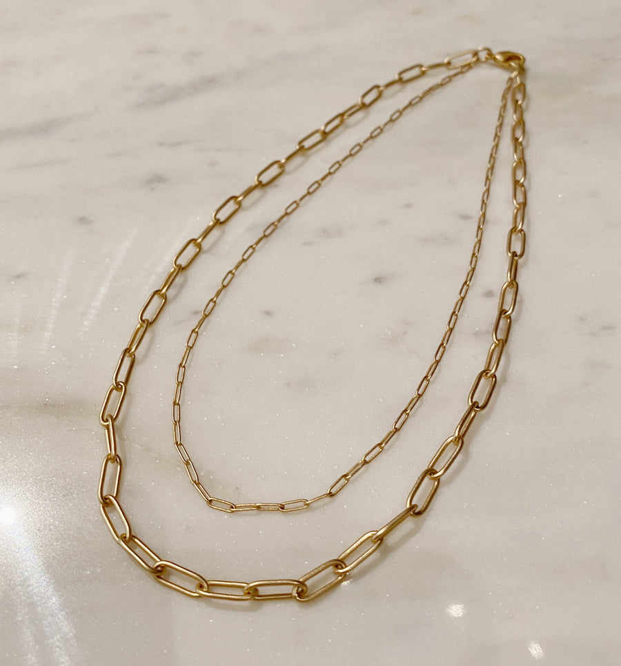 Small Layered Paperclip Chain Necklace