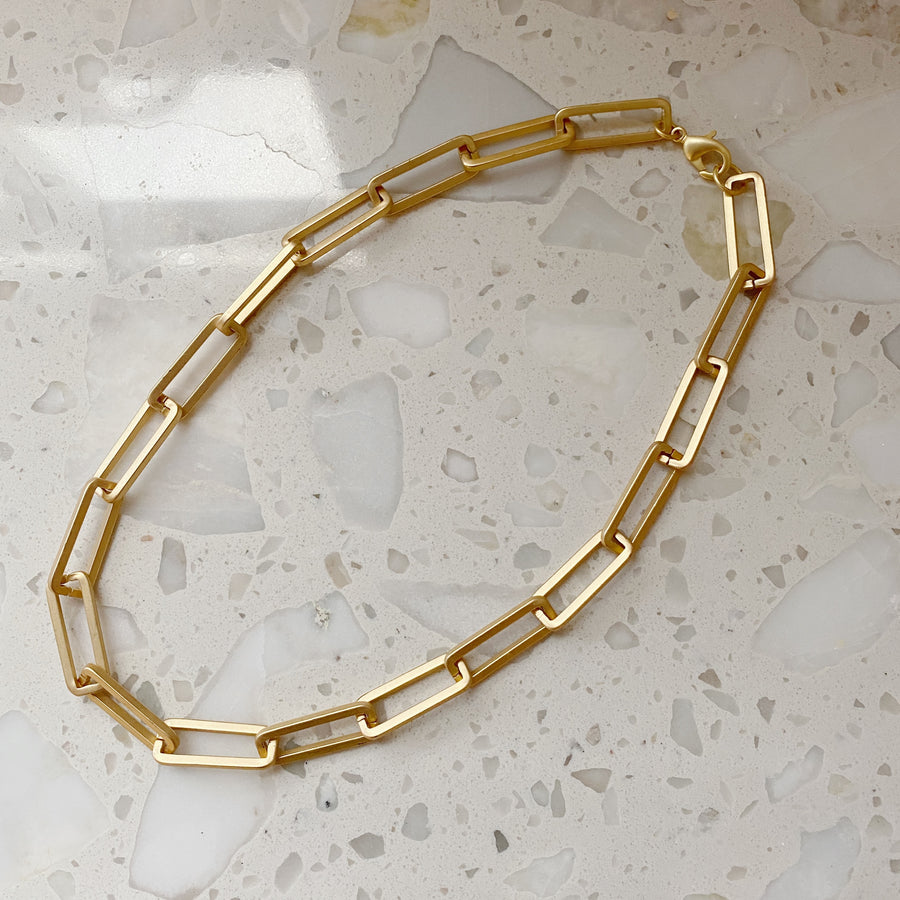 Gold Paperclip Necklace with Extra Large Links