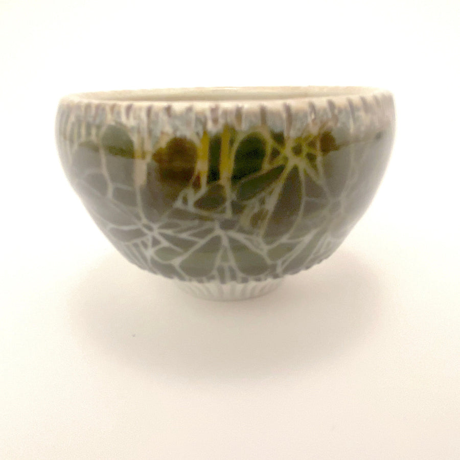 Tiny Bowl with Green Flowers