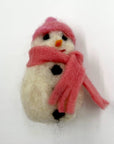 Snowman Ornament - pink scarf